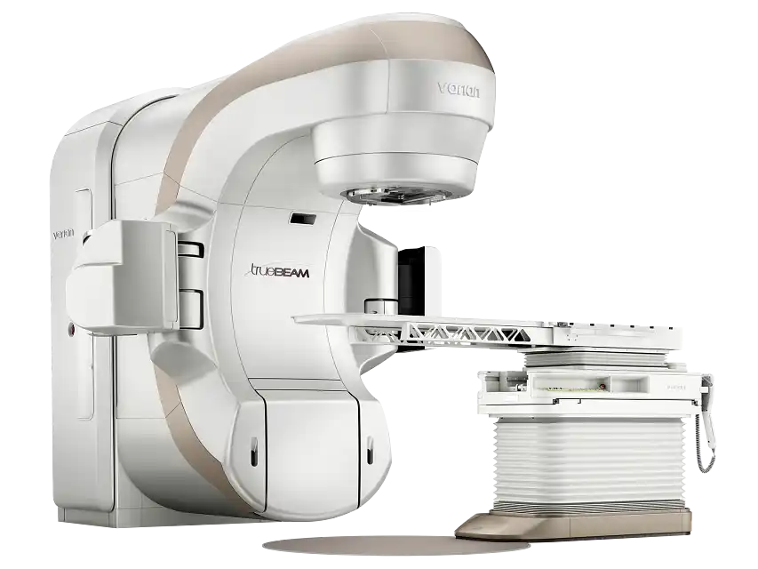 TrueBeam radiotherapy system side angle view