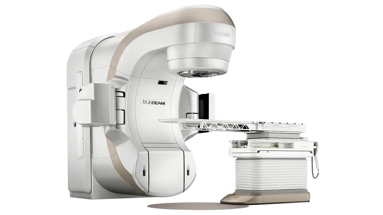 TrueBeam radiotherapy system side angle view